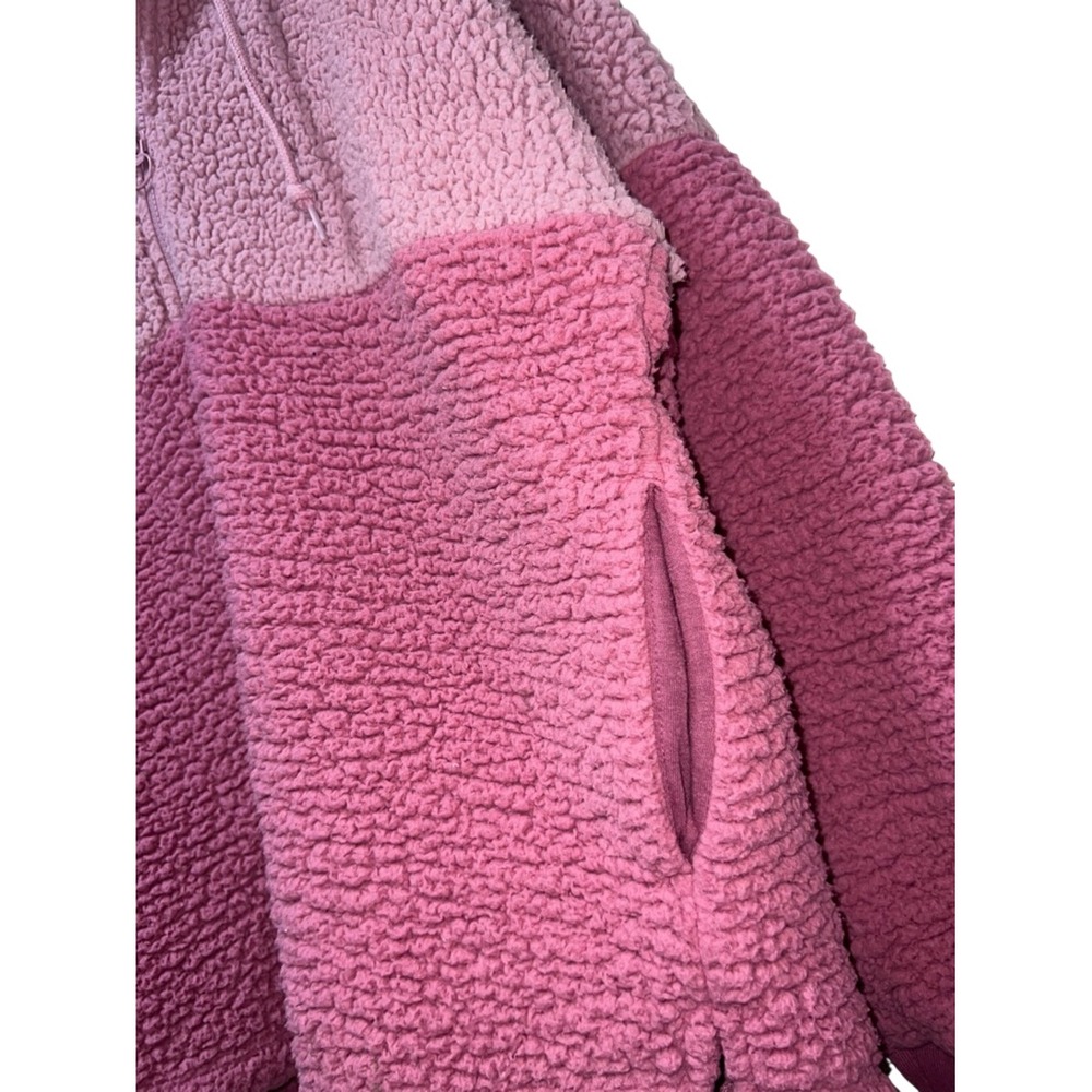 PINK Victoria's Secret Two-Tone Pink Sherpa Half-Zip Hoodie Women Medium - Picture 4 of 5